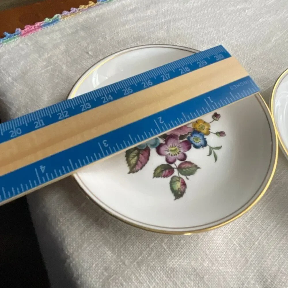 Set of 2 Royal Worcester hand-painted bone China coasters.
